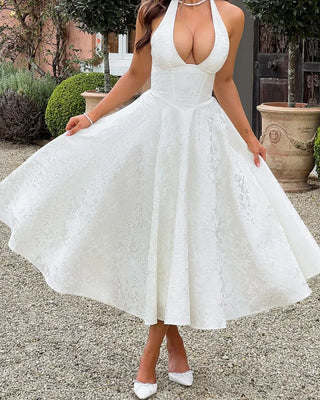 Olympia Halter A-Line Midi Dress