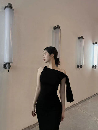 Elowen One Shoulder Draped Maxi Dress