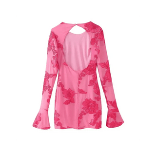 Aureline Floral Mini Dress with Flared Cuffs