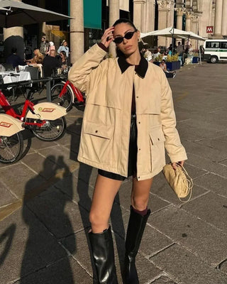 Rowen Oversized Barn Jacket – Cream