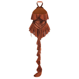 Amelie Rosette-Halter Ruched Mini Dress – Chocolate