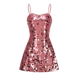 Sienna Disc-Sequin Fit-and-Flare Mini Dress