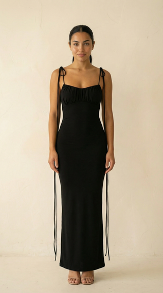 Isadora Ruched Backless Maxi Dress