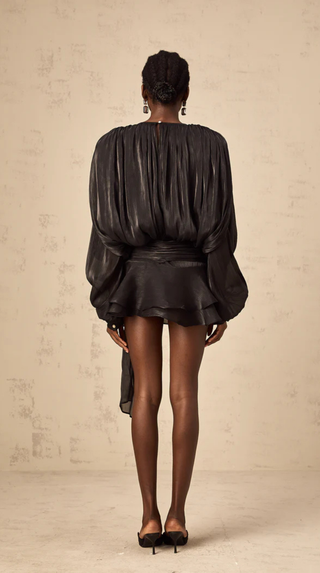Selena Pleated Ruffle Mini Dress