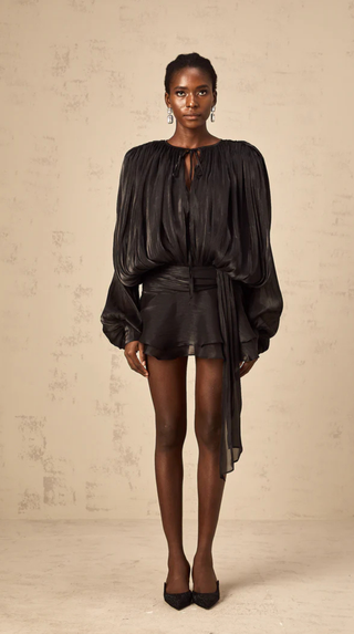 Selena Pleated Ruffle Mini Dress