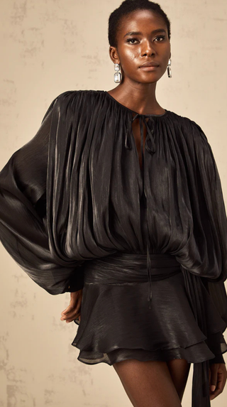 Selena Pleated Ruffle Mini Dress