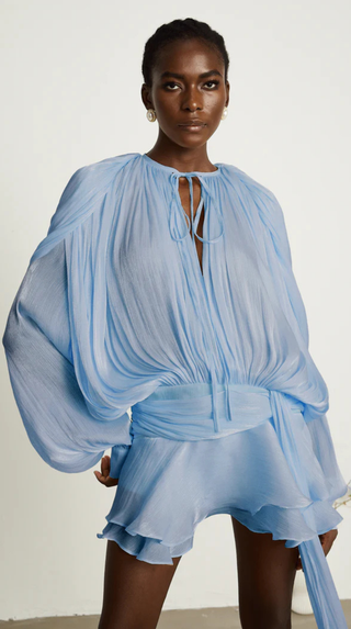 Selena Pleated Ruffle Mini Dress