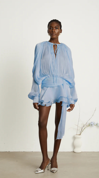 Selena Pleated Ruffle Mini Dress