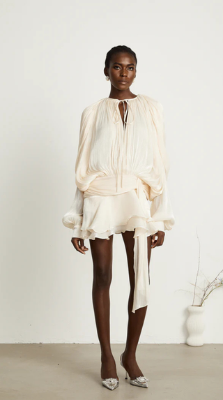 Selena Pleated Ruffle Mini Dress