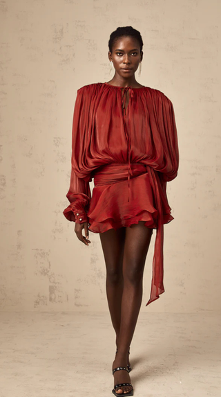 Selena Pleated Ruffle Mini Dress