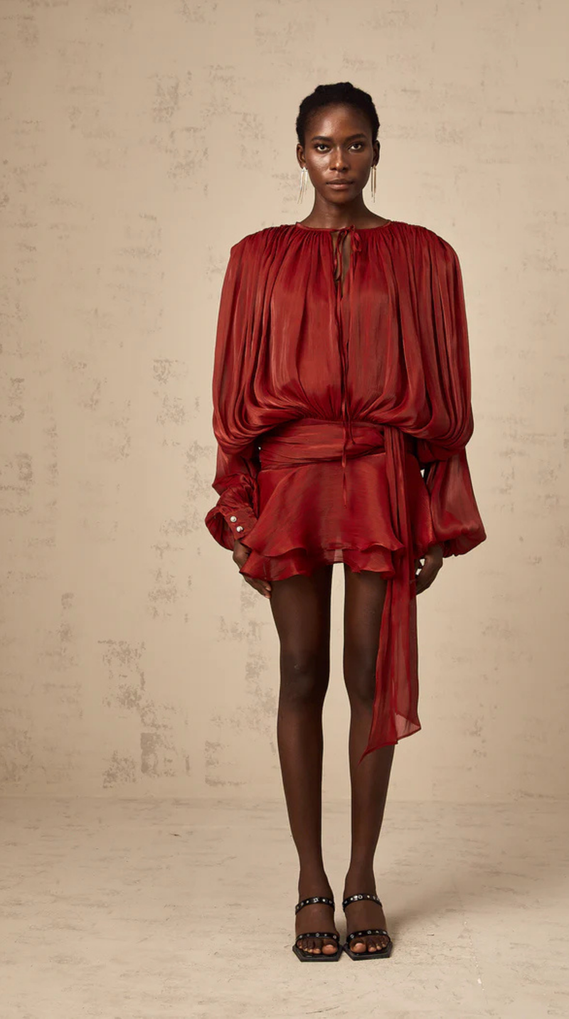 Selena Pleated Ruffle Mini Dress