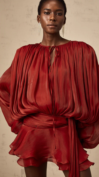 Selena Pleated Ruffle Mini Dress