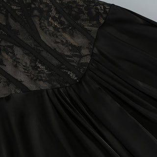 Seraphina Lace-Corset Cape Maxi Dress – Black