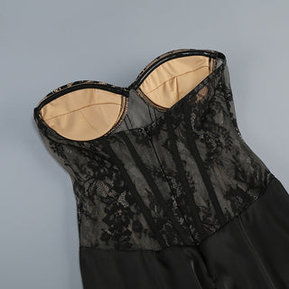 Seraphina Lace-Corset Cape Maxi Dress – Black