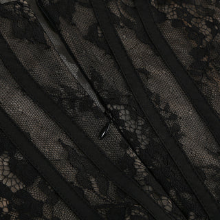 Seraphina Lace-Corset Cape Maxi Dress – Black