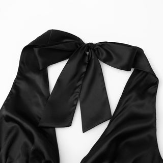 Valentina Satin-Halter Sequin Mini Dress – Black